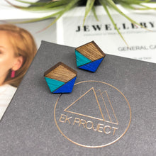 Load image into Gallery viewer, Blue &amp; Turquoise Pentagon Studs
