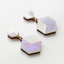Load image into Gallery viewer, Aurora hexagonal dangle earrings in iridescent
