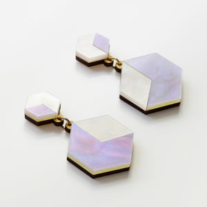 Aurora hexagonal dangle earrings in iridescent