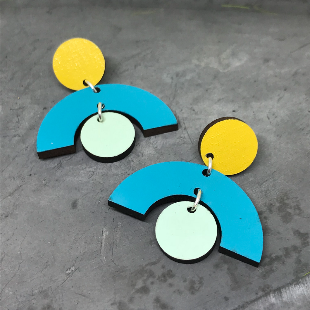 Arch Geo Statement Earrings in Turquoise