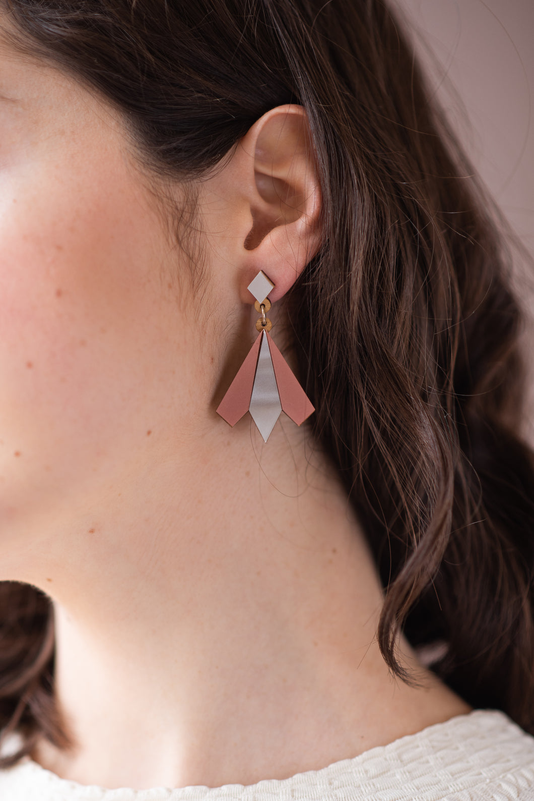 Aurora geometric statement earrings in rose gold