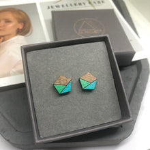 Load image into Gallery viewer, Turquoise Pentagon Studs
