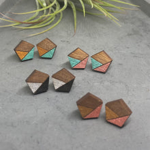 Load image into Gallery viewer, Shimmery Green Pentagon Studs

