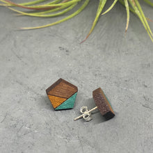 Load image into Gallery viewer, Shimmery Green Pentagon Studs
