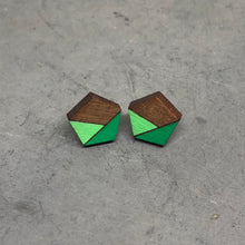 Load image into Gallery viewer, Green Pentagon Studs
