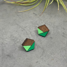 Load image into Gallery viewer, Green Pentagon Studs
