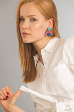 Load image into Gallery viewer, Arch Geo Statement Earrings in Pink
