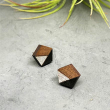Load image into Gallery viewer, Black &amp; Silver Pentagon Studs
