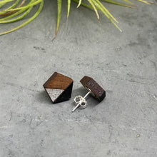 Load image into Gallery viewer, Black &amp; Silver Pentagon Studs

