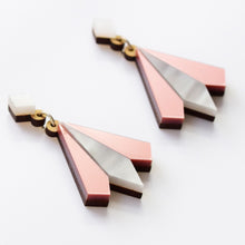 Load image into Gallery viewer, Aurora geometric statement earrings in rose gold
