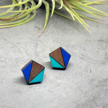 Load image into Gallery viewer, Blue &amp; Turquoise Pentagon Studs V
